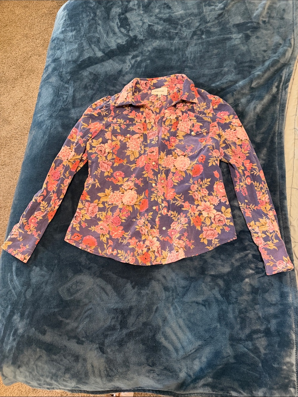 Dear John Purple Floral Button-Down Shirt with Pink Accents